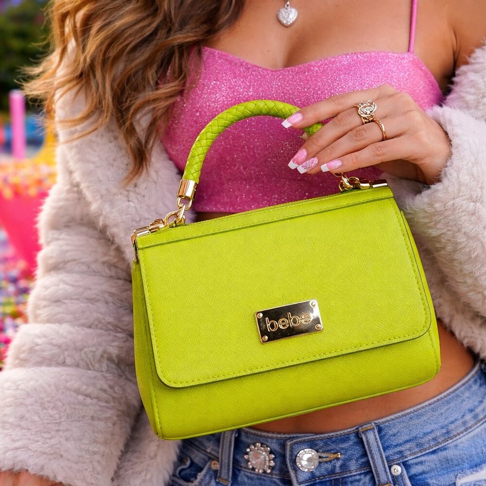 💚 NWT bebe Neon Green Mini Satchel Bag | Y2K Barbie Pop